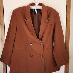 Scoop Women's Crepe Slouchy Double Breasted Blazer sz Large NWT